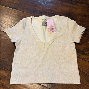 wild fable Seamless Ribbed Crop Top in Light Heather Gray NWT